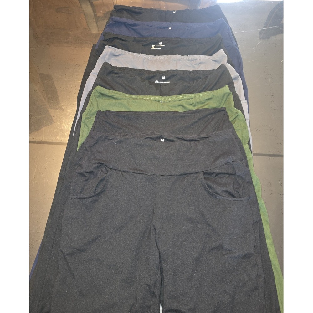Lot of 8 Womens Leggings Size Medium Black Navy Olive Grey Activewear Bundle